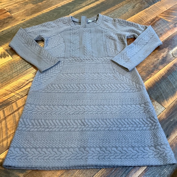 prAna Gray Textured Knit Long Sleeve A-Line Dress Women’s Size M - Picture 2 of 9